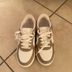 ALO Stylish White and Tan Kids Shoes